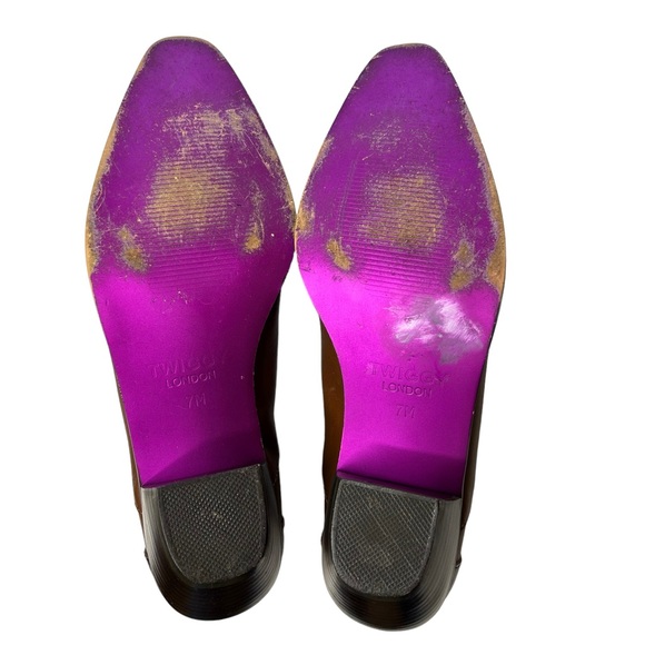 Twiggy London Western Style Booties Brown and Tan 2” Heel Ankle Boots Size 7 - Picture 10 of 13